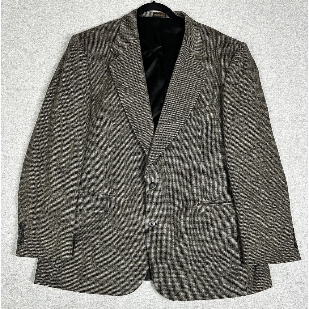 Andhurst Blazer Mens 46L Brown Houndstooth Two Button Notch Lapel Single Vent